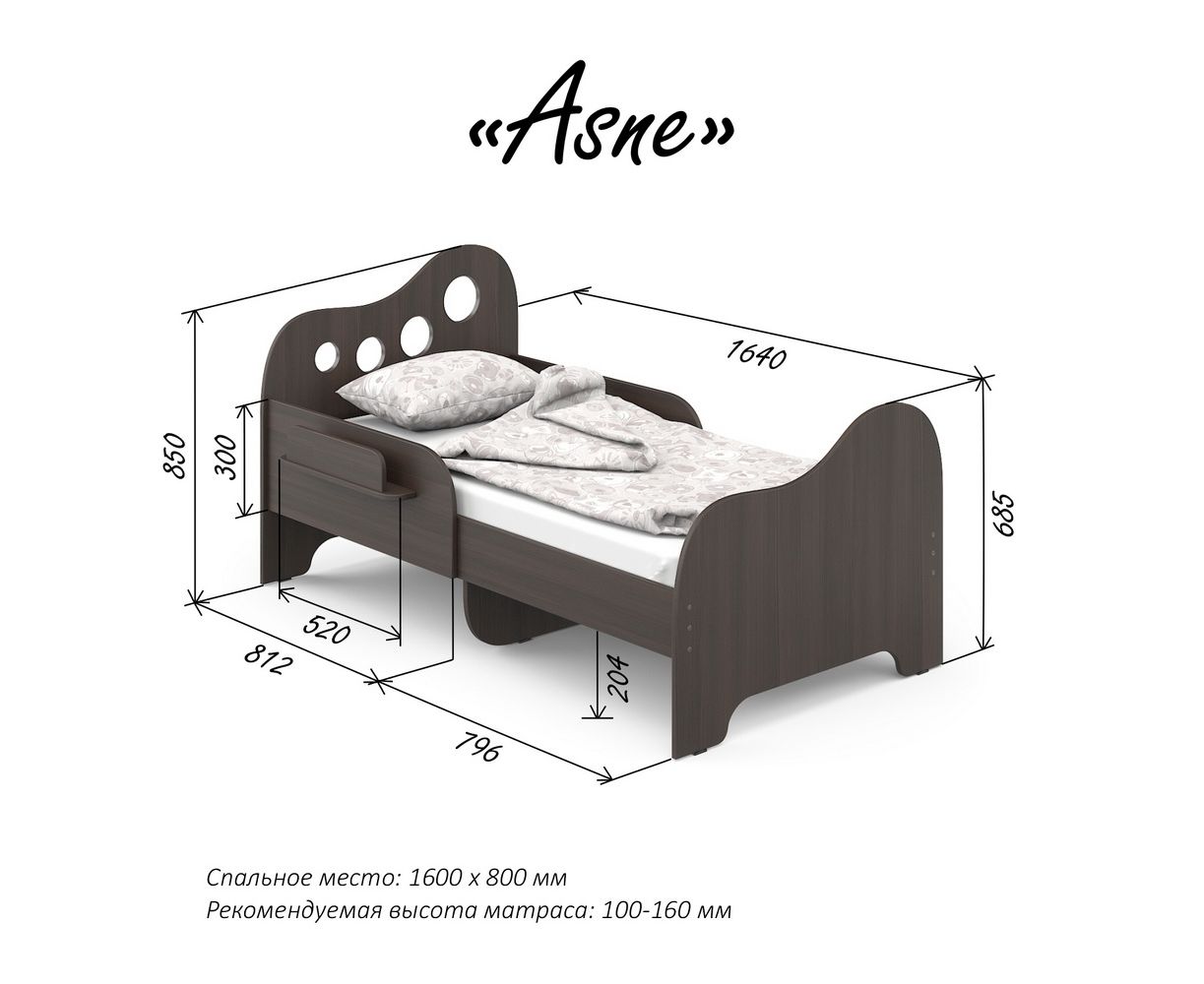 Детская подростковая кровать размер